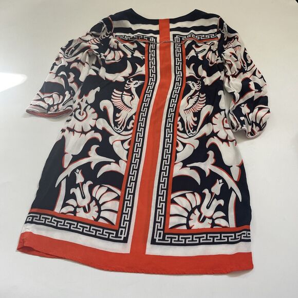 Crown and Ivy Women Tunic Dress 3/4 Sleeve Piping UNIQUE Bird Print REGAL Size 6 - Picture 5 of 10